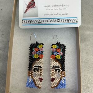 Handmade Beaded Frida Kahlo Earrings new